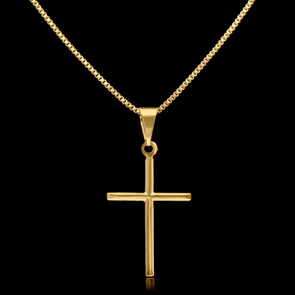 Conjunto Veneziana 1mm com Pingente Cruz Lisa